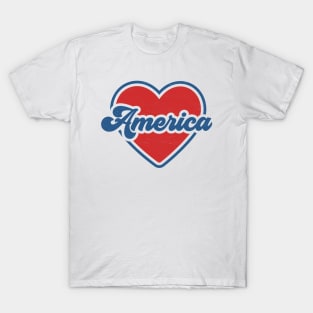 America: Groovy and Patriotic 4th of July Design T-Shirt